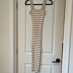 Striped Beige and White Knit Dress